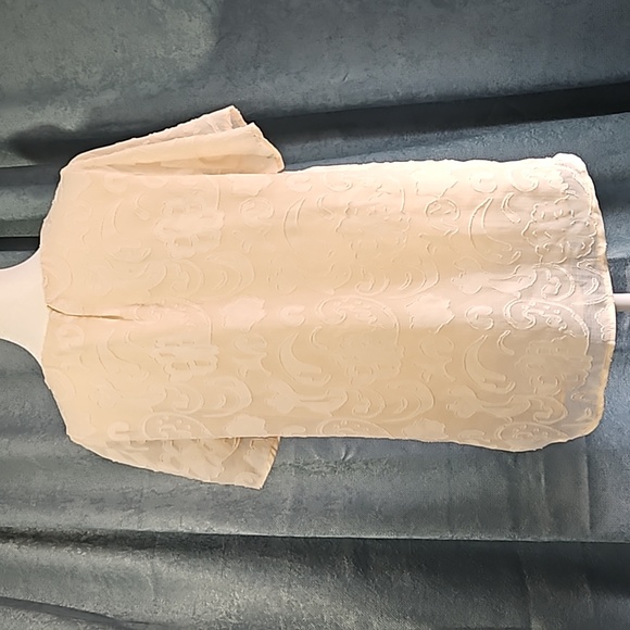 Promesa Womens Short Sleeves Textured Cream Blouse - Size Large - Picture 3 of 5